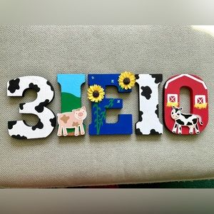 Hand painted Wooden Farm Birthday Party Decorations